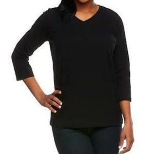 NWT Denim & Co. Essentials Perfect Jersey 3/4 Sleeve Top Size M